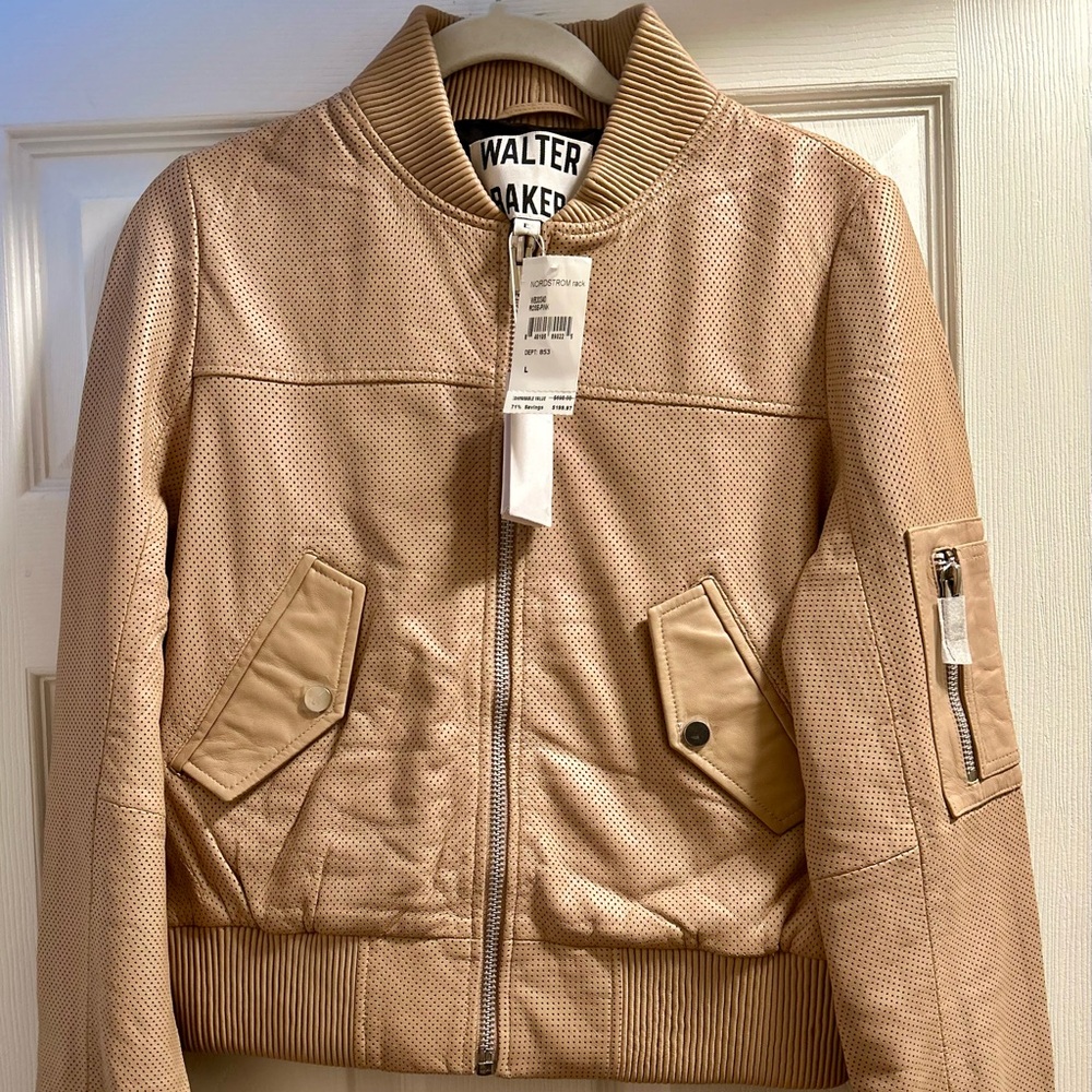 Super cute and new leather bomber jacket